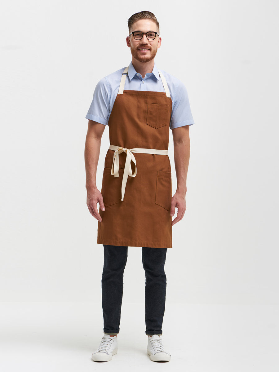 Vibe Bib Apron Walnut Canvas ICO Uniforms
