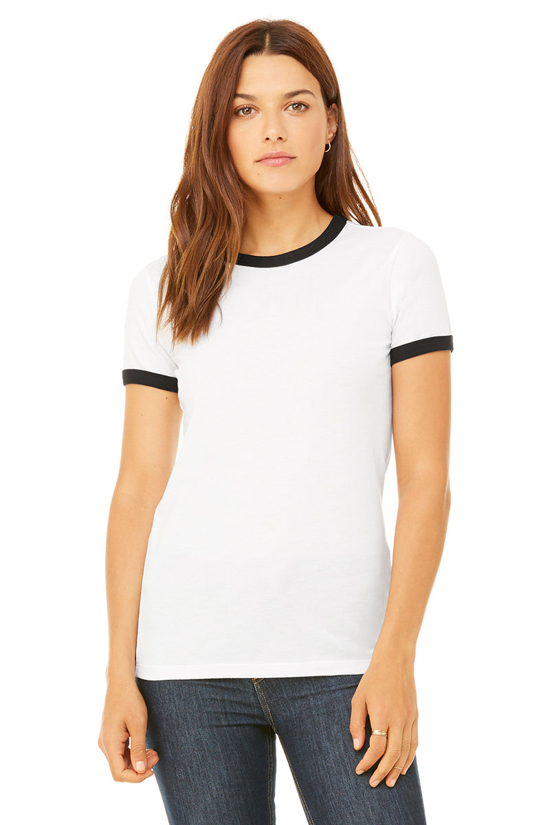 Ladies' Jersey Ringer Tee - White – ICO Uniforms