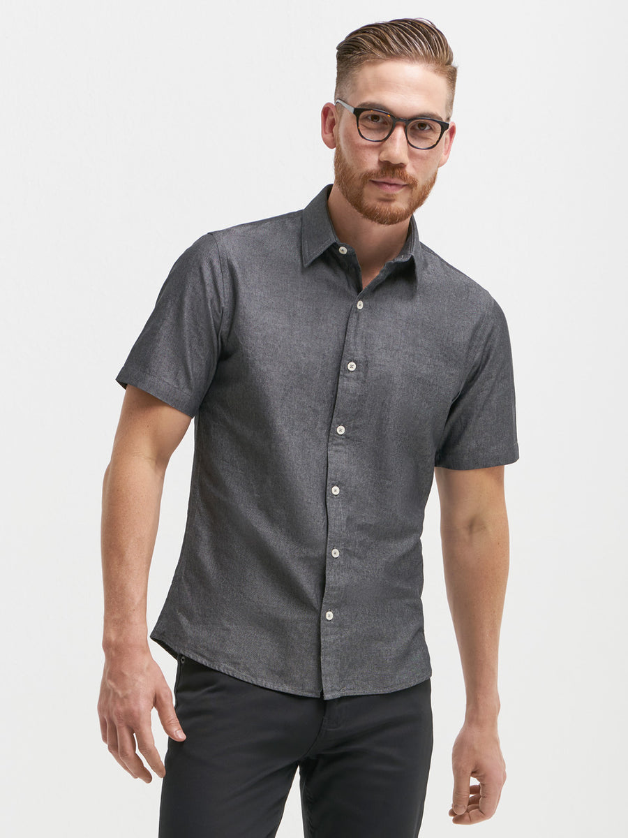 UNIONBAY Men's Short Sleeve Aero Tech Shirt - Moisture-Wicking Button-Up In Grey