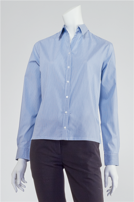 Ladies' Fine Stripe Poplin Shirt - Moonlight Blue – ICO Uniforms