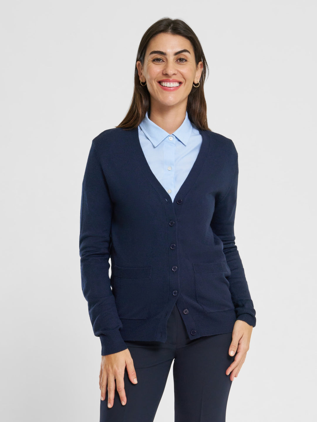 Ladies' 2 Pocket V-Neck Cardigan Sweater
