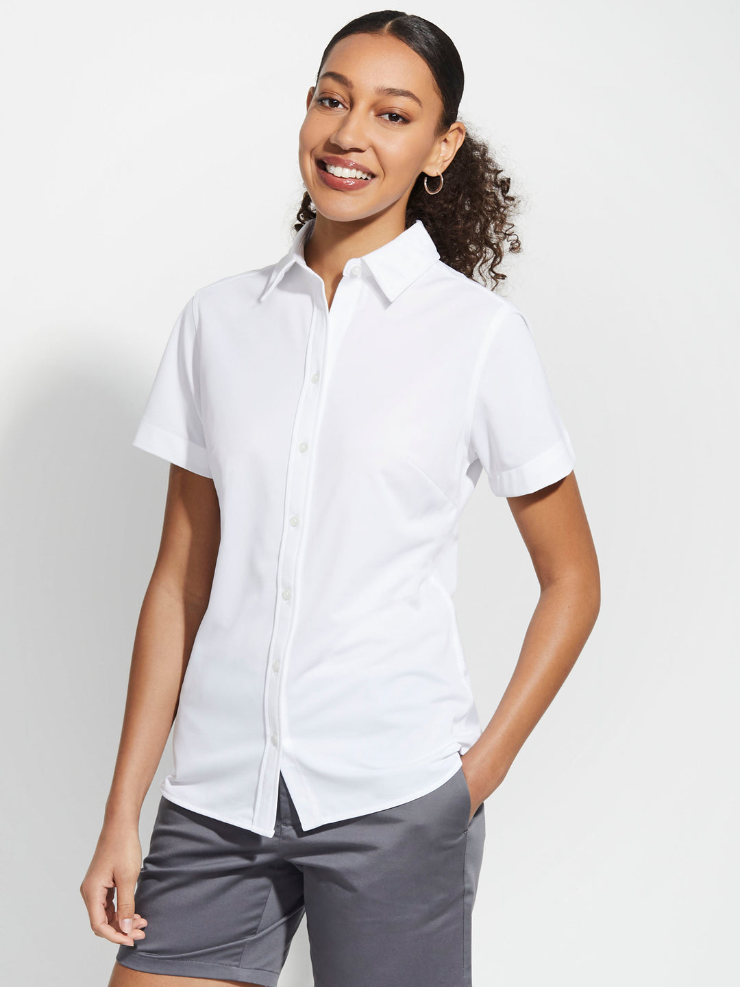 white short sleeve dress shirt womens White | Short Sleeve Frill Jersey Blouse