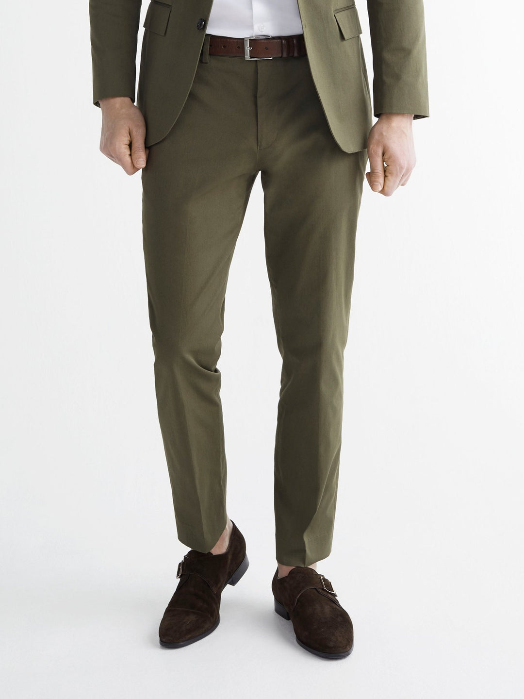 men's no iron dress pant olive color classic fit Men's James Pant Modern Fit