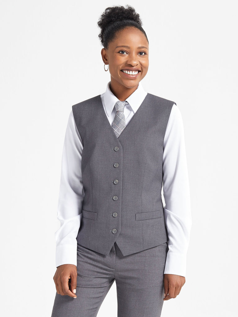 Ladies' 6 Button Vest - Empire Grey – ICO Uniforms