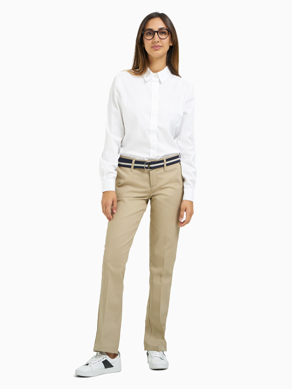 White long sleeves shops and khaki pants