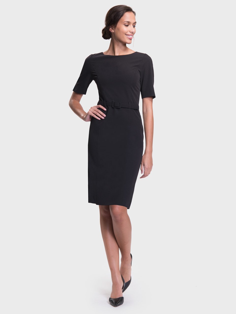 black dress ladies Ladies' Elbow Sleeve Dress
