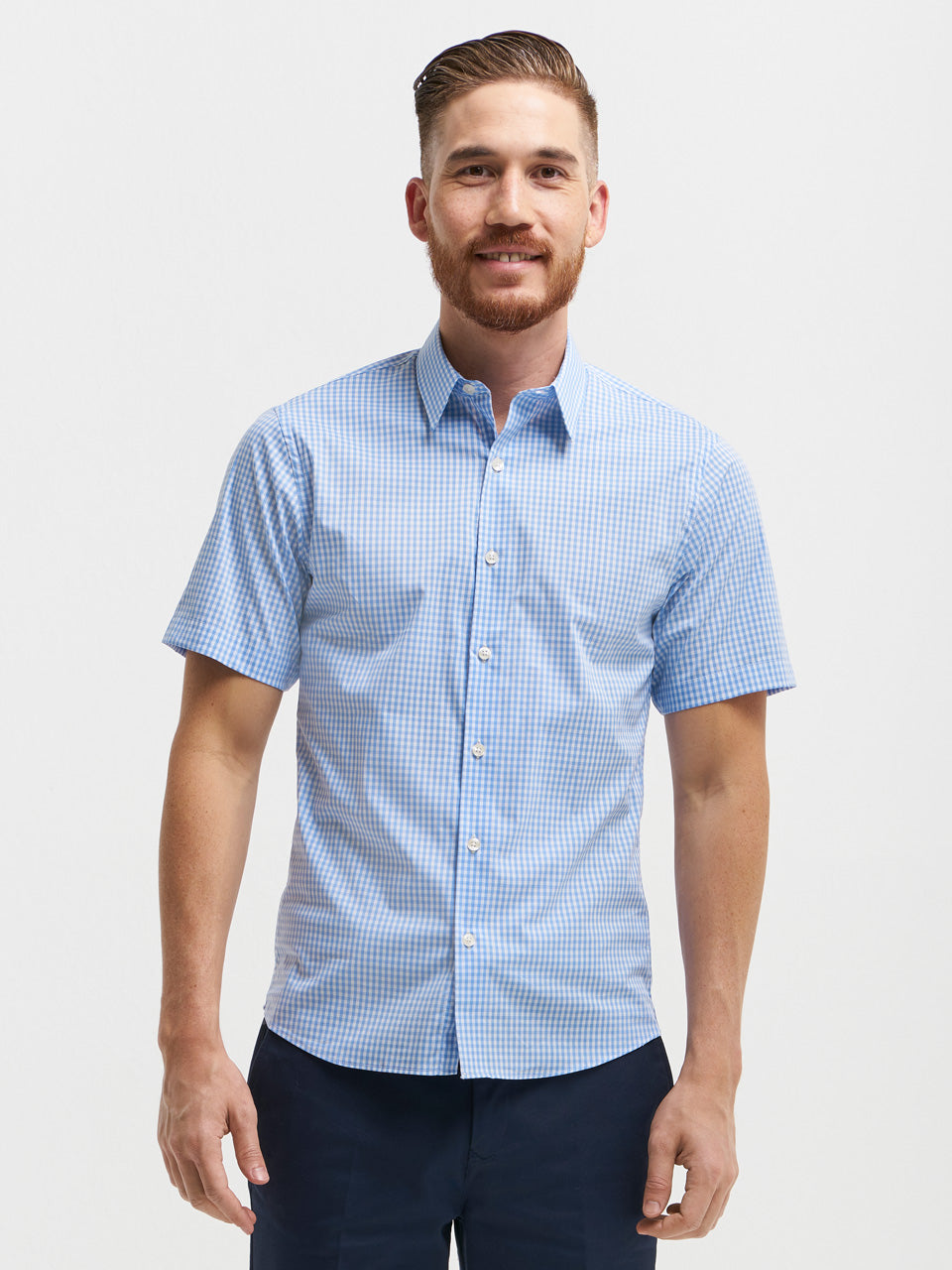 Men's Gingham Shirt - Light Blue – ICO Uniforms