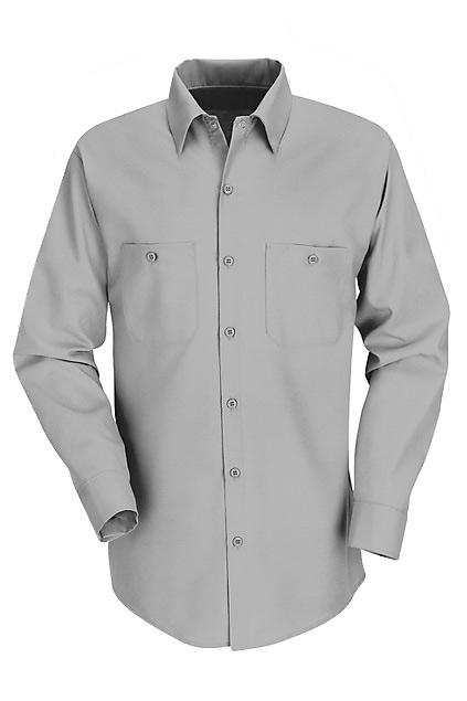 Men s Industrial Work Shirt Long Sleeve Light Grey